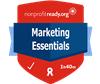 Digital badge for Nonprofit Marketing Essentials certification from NonprofitReady.org, awarded to Muhammad Waleed, a professional Nonprofit Social Media Manager
