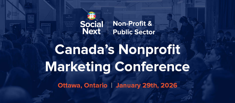 Audience attendees at SocialNext Ottawa 2026, Canada's Nonprofit Marketing Conference, focusing on public sector and nonprofit strategies on January 29th.